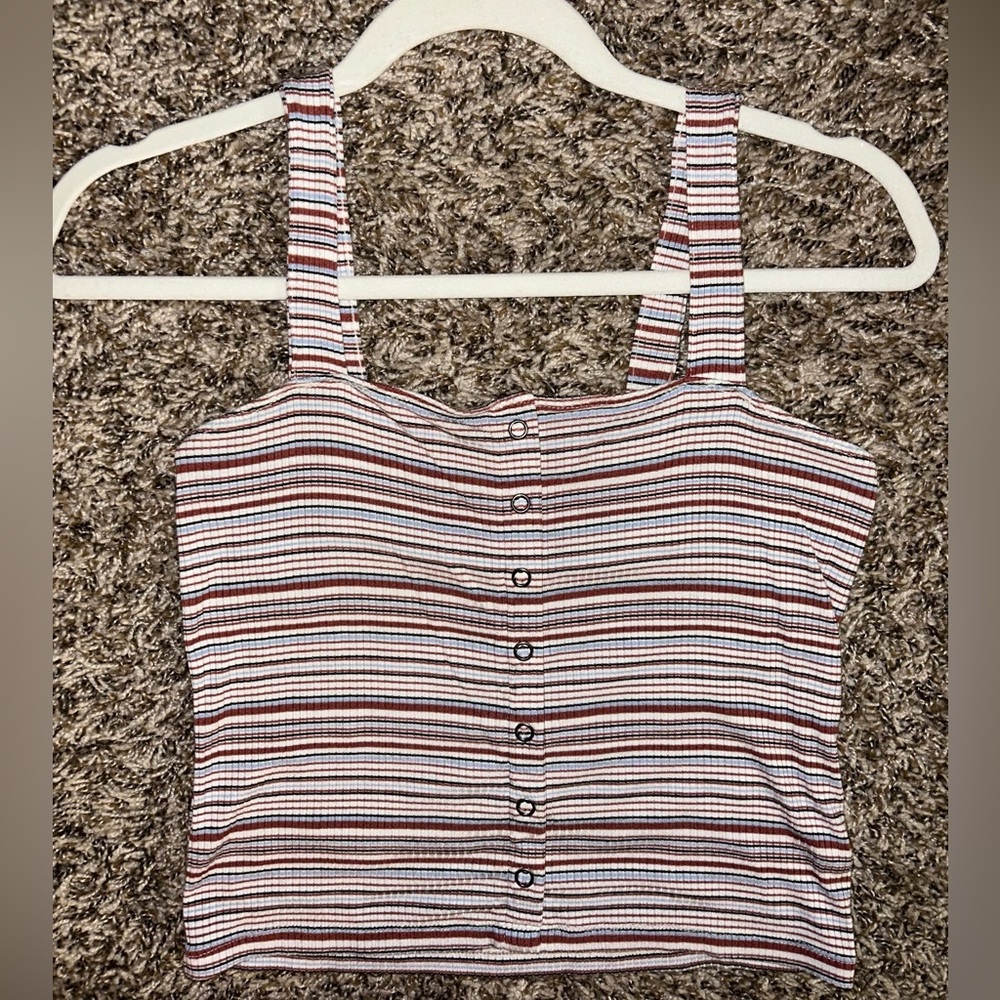 American Eagle Striped Cropped Tank Top